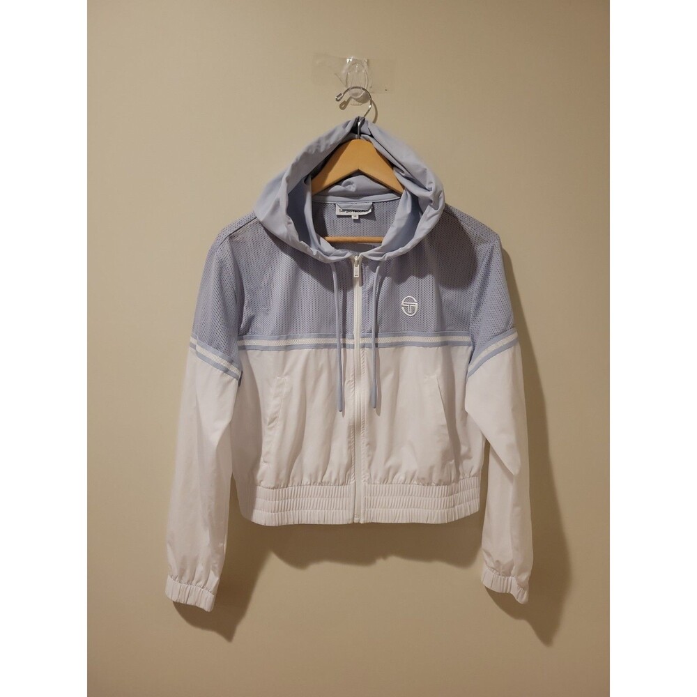 NWOT Sergio Tacchini Angelina Track Jacket Women M Xenon Blue White Mesh Tennis - Picture 2 of 8
